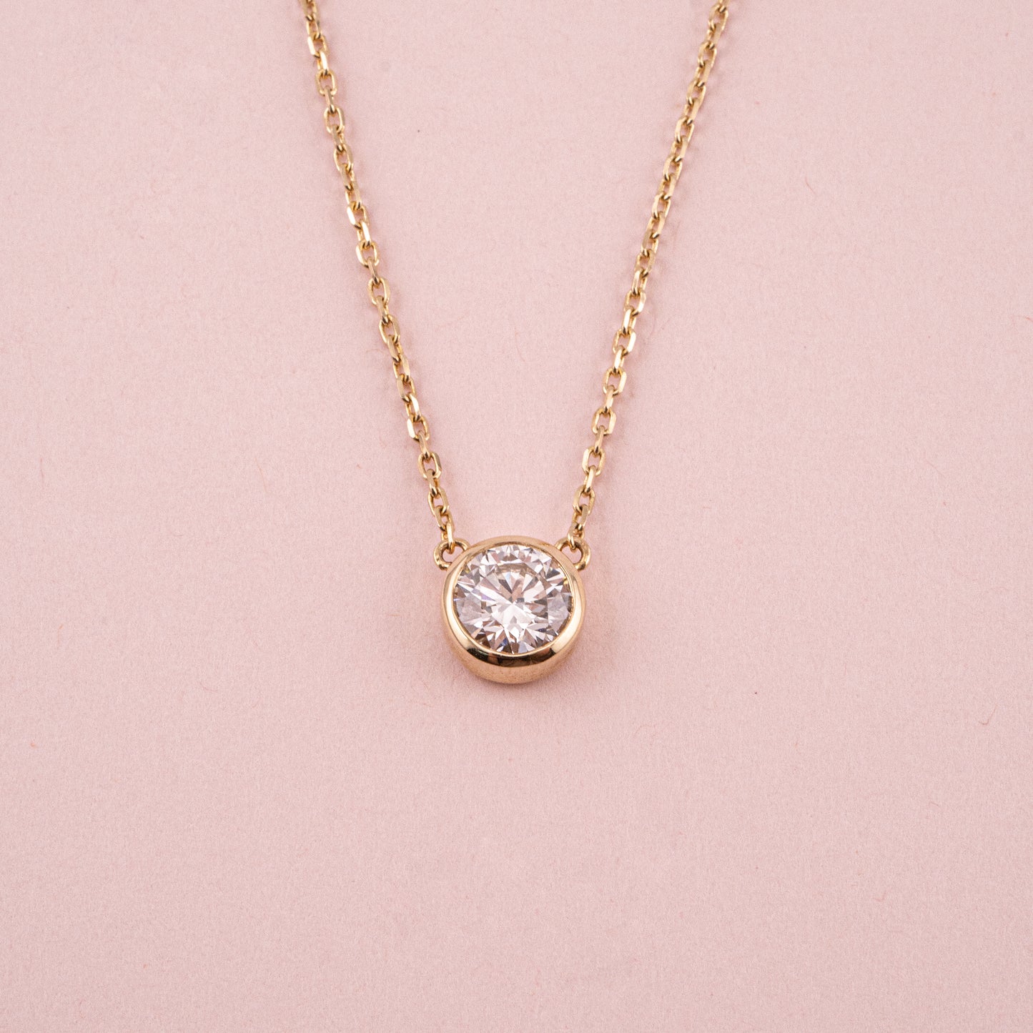 Solitaire Single Diamond Necklace (0.5ct / 1.0ct / 1.5ct) with Chain