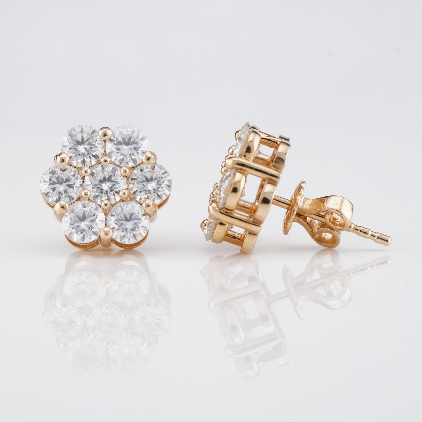 Floral Cluster Lab Diamond Stud Earrings