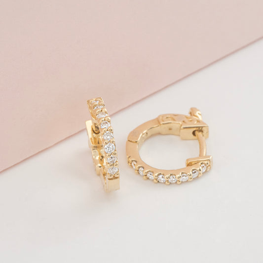 14K Gold Huggie Hoop Earrings