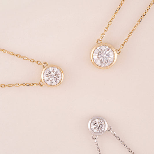 Solitaire Single Diamond Necklace (0.5ct / 1.0ct / 1.5ct) with Chain