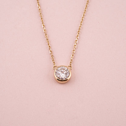 Solitaire Single Diamond Necklace (0.5ct / 1.0ct / 1.5ct) with Chain