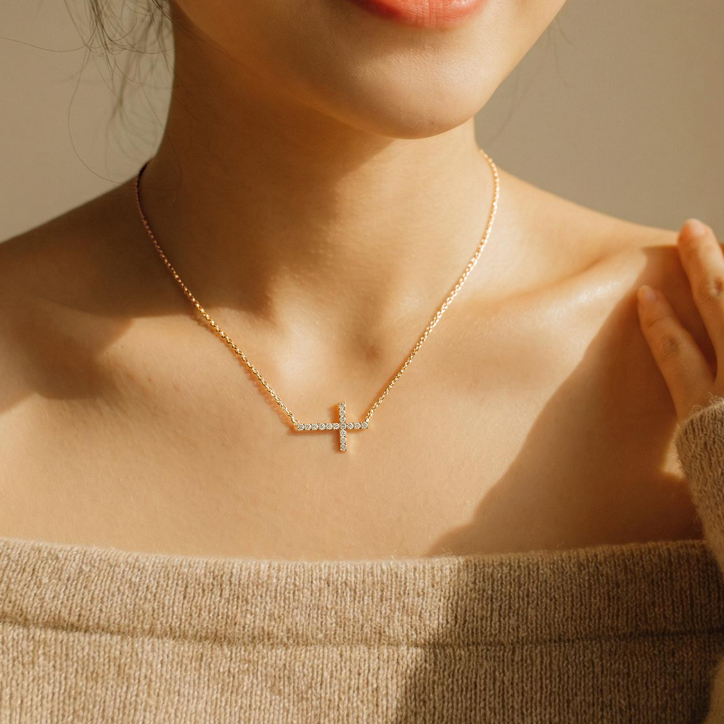 Sideways Cross Necklace