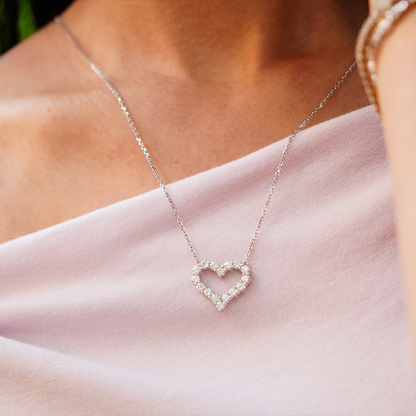 Diamond Heart Frame Necklace