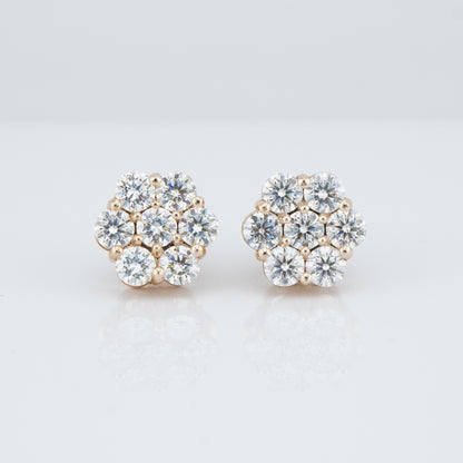 Floral Cluster Lab Diamond Stud Earrings
