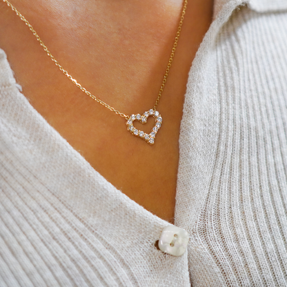 Diamond Heart Frame Necklace