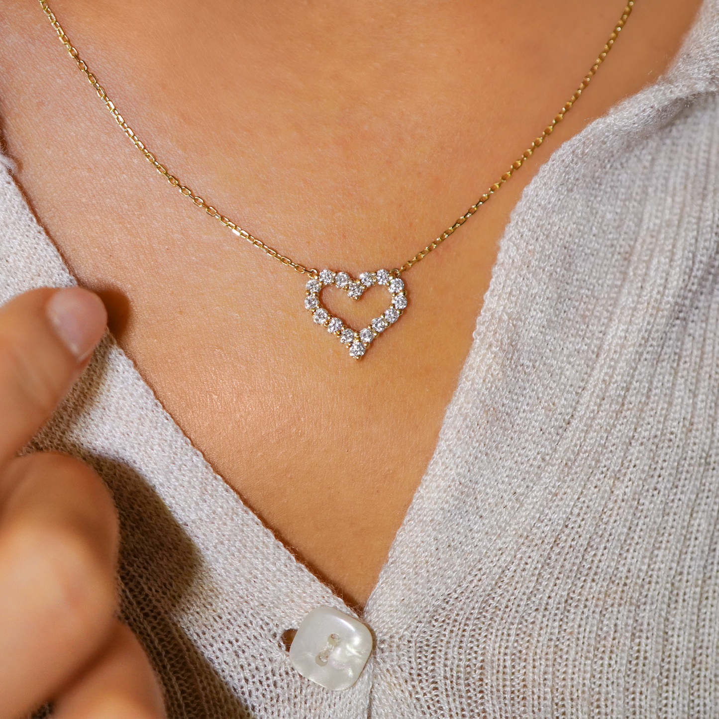 Diamond Heart Frame Necklace