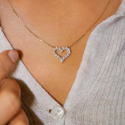 Diamond Heart Frame Necklace