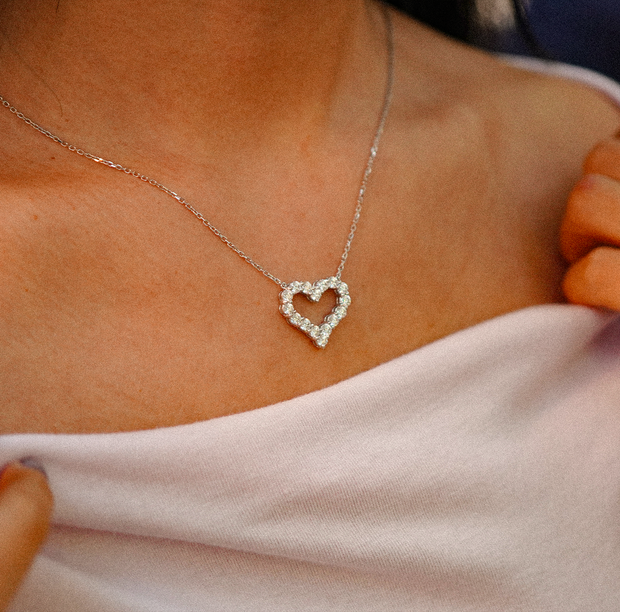 Diamond Heart Frame Necklace